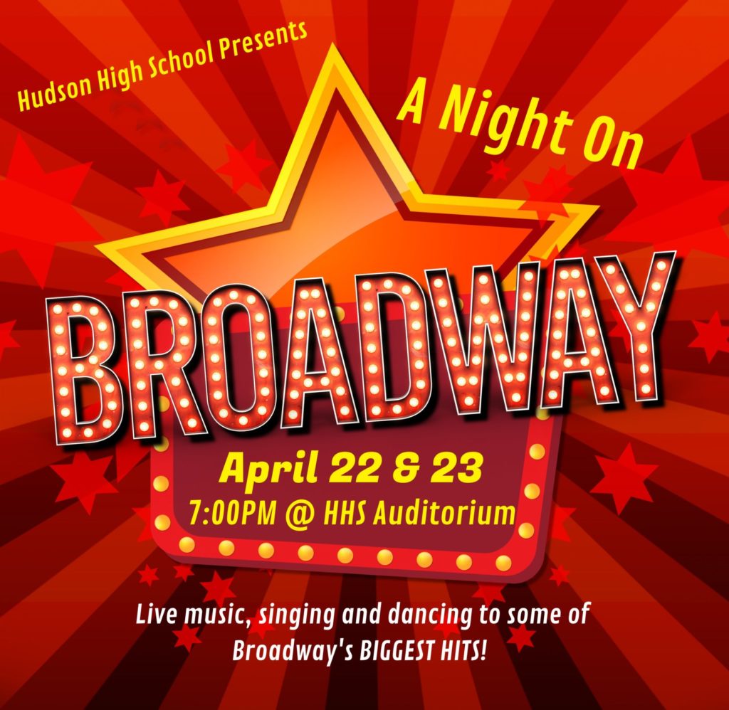A night on broadway poster with star in the background