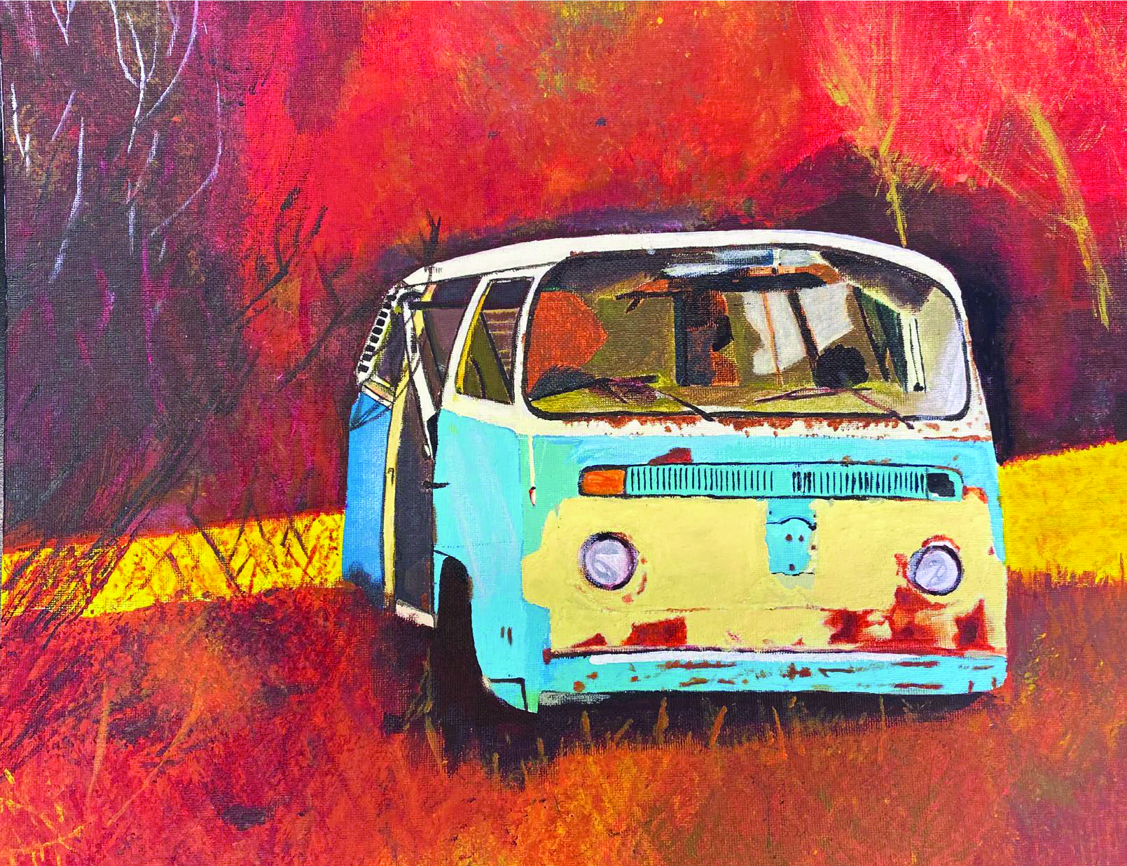 Painting of VW van.