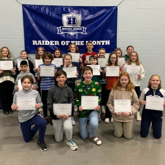 Middle School Raider of the Month students.